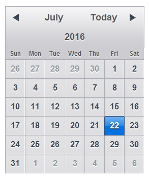 A calendar control